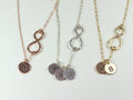 Infinity Initial Necklace - Name Necklace -Personalized Infinity Gold Necklace, Handstamped Initial Disc Necklace