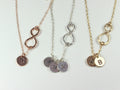 SALE 20 % Personalized Infinity Gold Necklace, Initial Infinity Disc Necklace