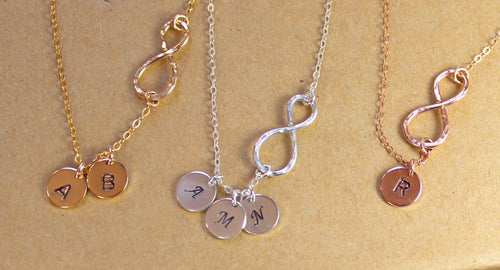 SALE 20 % Personalized Infinity Gold Necklace, Initial Infinity Disc Necklace