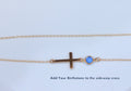 Cross and Birthstone Necklace - Personalized Side-way Cross Gold Necklace, Birthstone Necklace - LillaDesigns