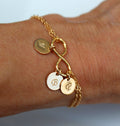 Personalized Infinity Gold Bracelet, Initial Infinity Disc Bracelet