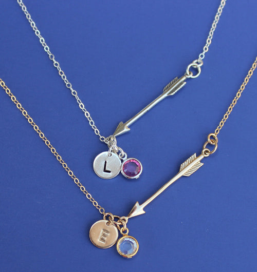 Arrow necklace - Gold Personalized Necklace, Sterling Silver Arrow
