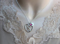 Heart Infinity Disc Necklace - Birthstone Mother and Child,  Silver Triple Heart Pendant - LillaDesigns