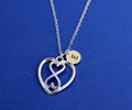 Heart Infinity Disc Necklace - Birthstone Mother and Child,  Silver Triple Heart Pendant - LillaDesigns