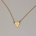 Gold Triangle Necklace - Triangle Stamped Necklace - Layered Necklace Geometric Necklace  Gold - Two hole triangle Sterling Silver Triangle - LillaDesigns