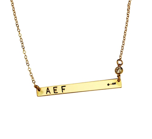 Gold Bar Necklace - Name Necklace Double Strand - Layered Necklace - Nameplate Necklace - Gold bar necklace-  Name Monogram Initial Necklace - LillaDesigns