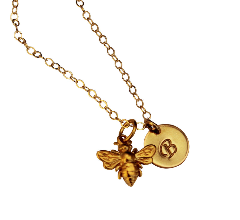 Little Gold Bee Necklace, Bumble Bee