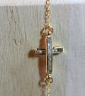 Personalized Cross Necklace, CZ Gold Necklace