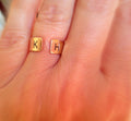 Personalized Initial Gold Ring - Set of 2 rings Open Initial Ring - Couples ring Handstamped ring Relationship Ring Custom stamped ring