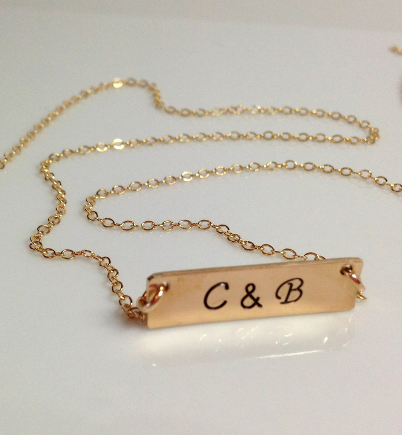 Dainty Gold Bar Necklace / Personalized Gold, Silver - LillaDesigns