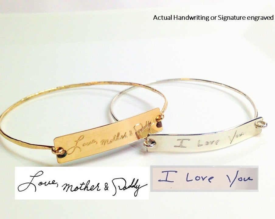 Handwriting Bangle Actual Handwriting Bracelet Signature Bracelet Personalized engraved bracelet Memorial handwriting jewelry