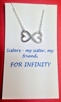 Unbiological Sister Necklace / Sister gift / Infinity Heart Necklace / Two hearts necklace /Friendship Necklace / Infinity Charm Pendant
