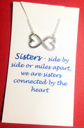 Unbiological Sister Necklace / Sister gift / Infinity Heart Necklace / Two hearts necklace /Friendship Necklace / Infinity Charm Pendant