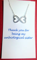 Unbiological Sister Necklace / Sister gift / Infinity Heart Necklace / Two hearts necklace /Friendship Necklace / Infinity Charm Pendant