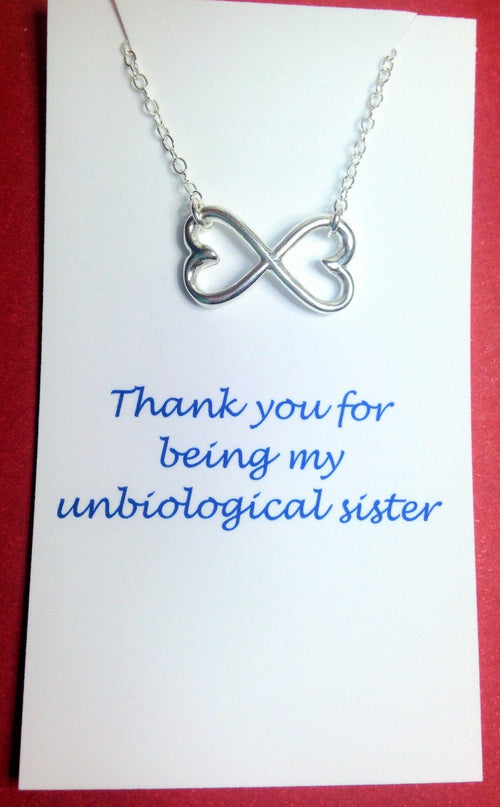 Unbiological Sister Necklace / Sister gift / Infinity Heart Necklace / Two hearts necklace /Friendship Necklace / Infinity Charm Pendant