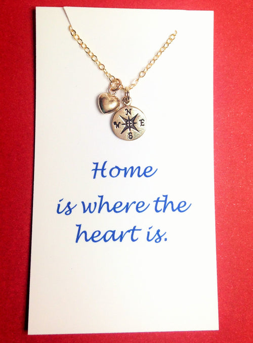 Graduation Gift 2016/ College graduation gift / Compass Necklace | Best Friend Necklace | Friendship Necklace/ Gift with card/ necklace card - LillaDesigns