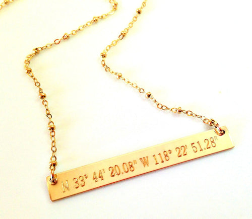 Custom Coordinate Necklace, Longitude Necklace - LillaDesigns