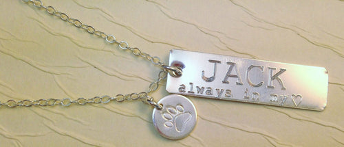 Dog memorial Necklace / Pet memorial Sterling Silver Necklace/ Pet paw engraved necklace/Dog Lover Necklace/Pet lover necklace/Engraved Name