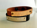 Coordinate Bracelet Gift for him Leather Men Personalized Bracelet Engraved Copper Bracelet brown leather Boyfriend gift  Mens Bracelet