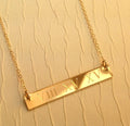 Wedding date necklace gold bar Necklace Roman Numeral Personalized necklace Nameplate, Engraved Horizontal Gold Bar