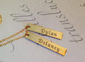 Double Vertical Bar Necklace Valentines Day Gift Name Bar Necklace Gold custom name 2 Two Bars Necklace - 2 Names Necklace - Custom Engraved