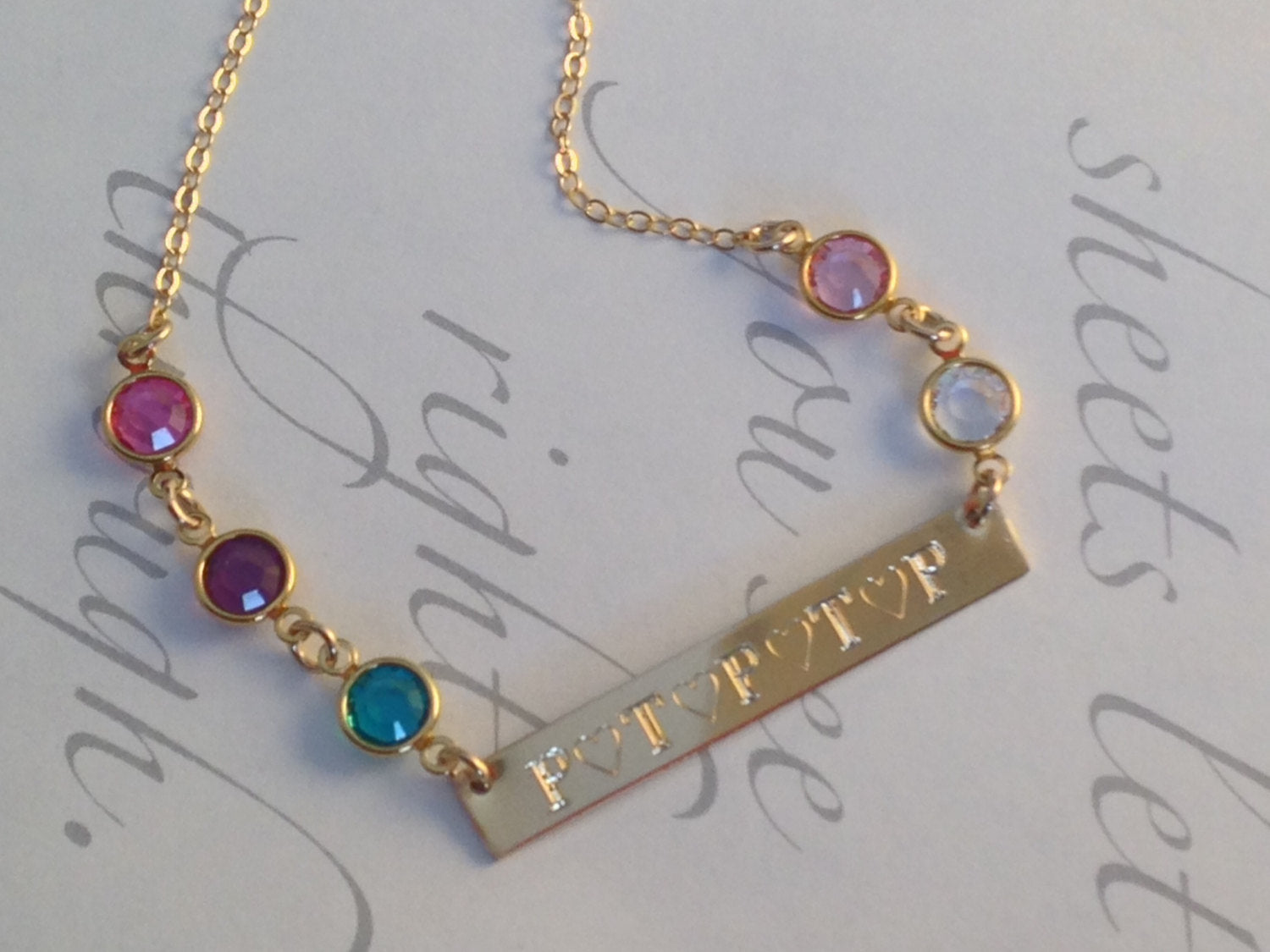 Personalized Mom and Birthstone Bar Necklace – Main Haiven Jewelry