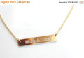 Personalized Gold Bar Necklace - Engraved necklace - Name Gold Bar - Monogram Initial -  Celebrity Style  Roman Numeral Date sterling silver