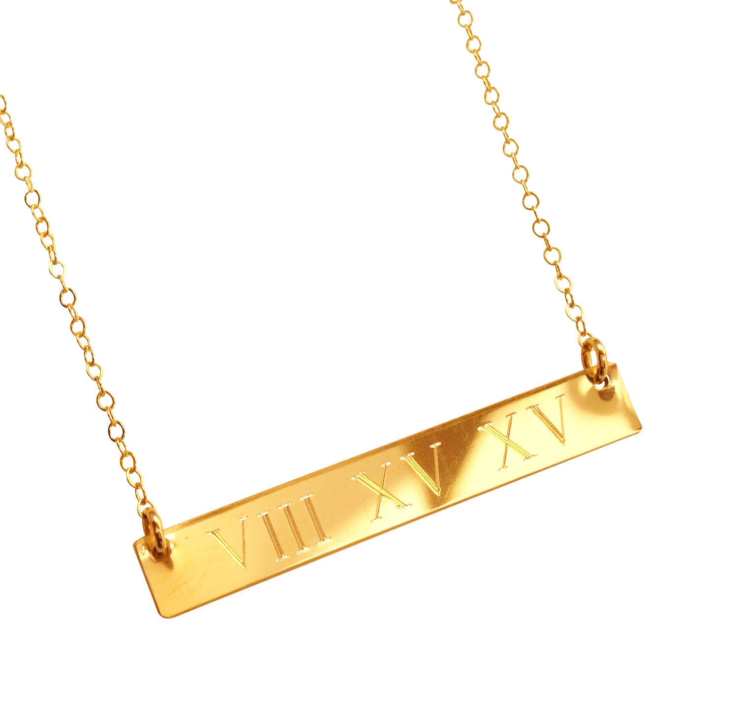 Personalized GOLD bar necklace - Nameplate Engraved- CZ Diamond accent–  LillaDesigns