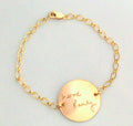 Custom Handwriting Bracelet / Actual Handwriting Bracelet with birthstone added  Large Coin Signature Bracelet  Memorial handwriting jewelry