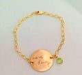 Custom Handwriting Bracelet / Actual Handwriting Bracelet with birthstone added  Large Coin Signature Bracelet  Memorial handwriting jewelry