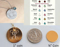 Monogram Necklace - Sterling Silver Fancy Monogram Necklace birthstone charm  Round Gold Coin initials Necklace Personalized fancy Script