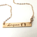 New Mom Necklace Engraved with Names and Baby Feet - LillaDesigns