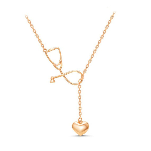 Stethoscope necklace  with heart charm