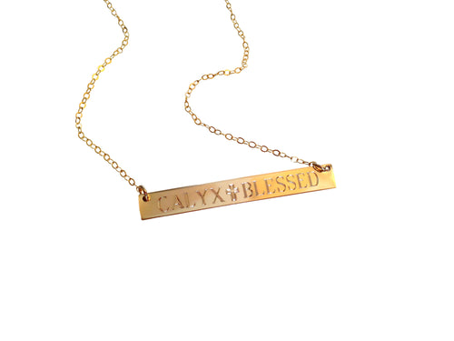 Name Necklace Mom Necklace Custom Engraved - Gold Bar Necklace - LillaDesigns